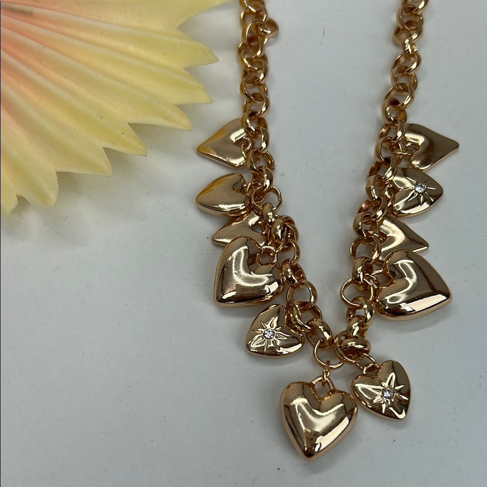 Persimmon Gold Heart Charm Necklace with rhinestones NWT! - Picture 10 of 10
